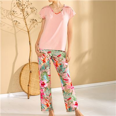 Pyjama femme fleurs exotiques
