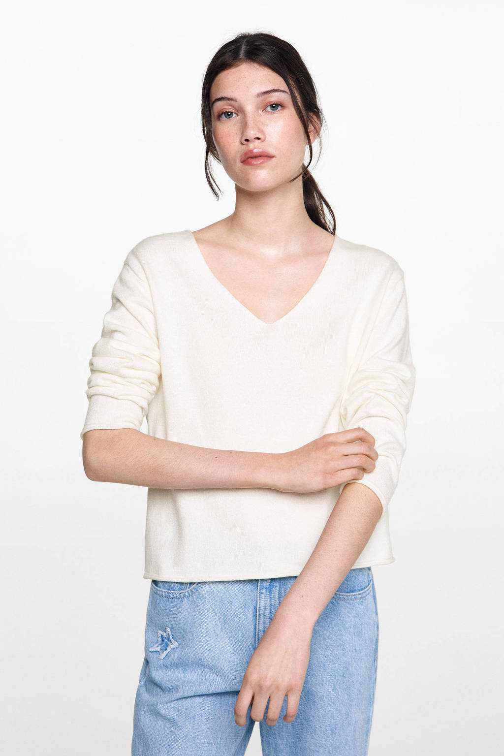 MANGO TEEN gebreide trui wit