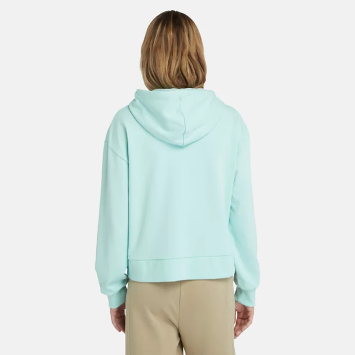 Sweat à capuche à envers bouclé pour femme en bleu clair