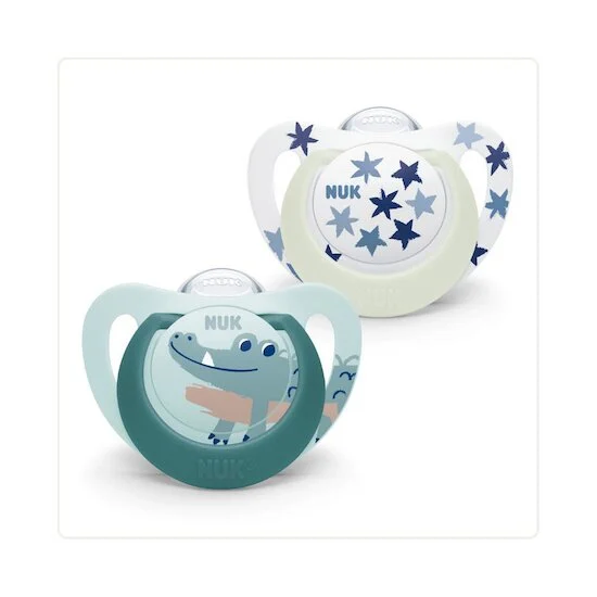 Lot de 2 sucettes Starlight   Bleu et Beige        de               Nuk