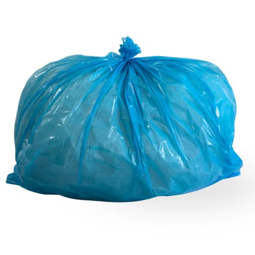 Sac plastique PE BD 90L bleu transparent 35µm