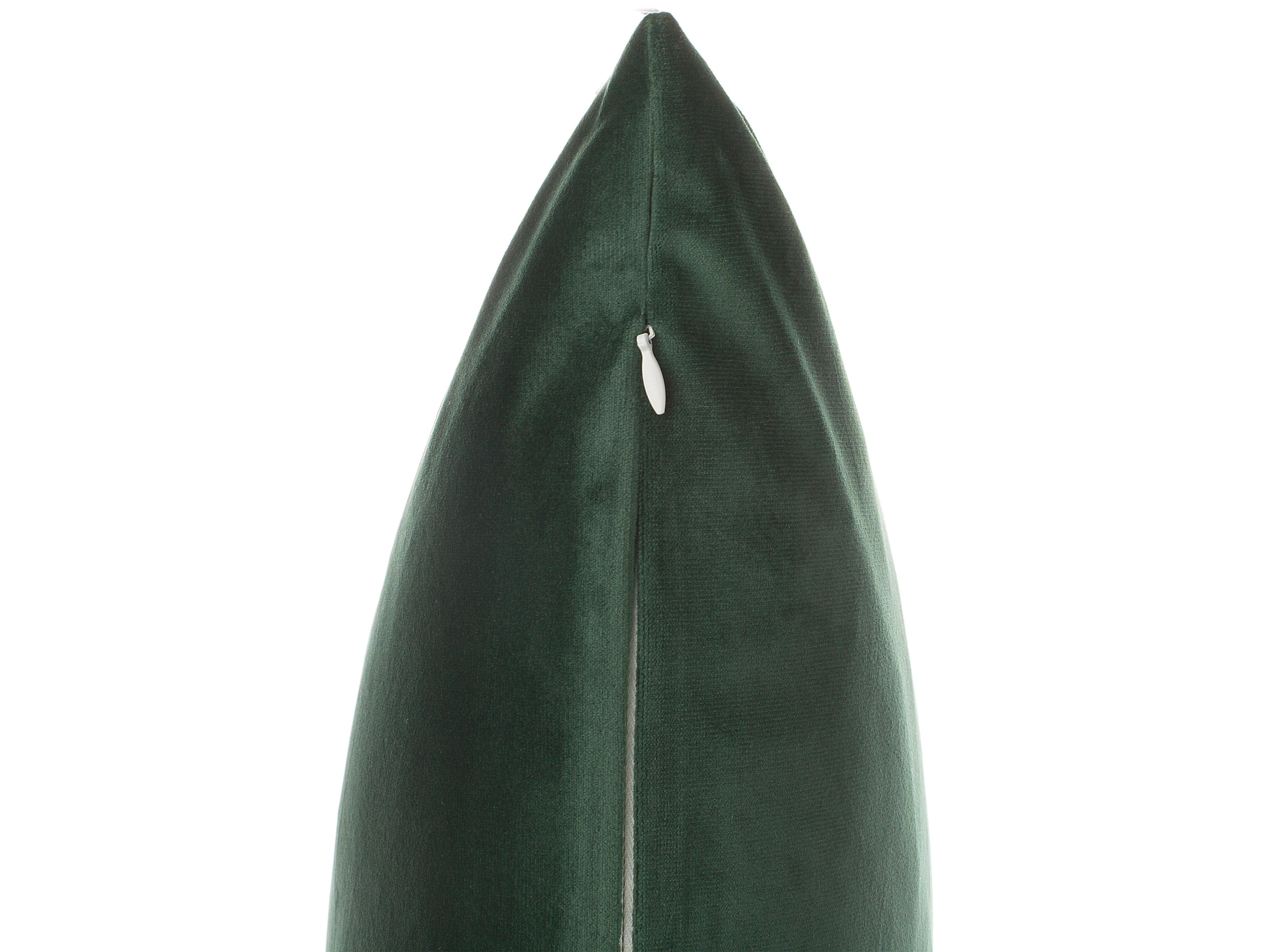 Set van 2 sierkussens FERN Fluweel 45 x 45 cm Donkergroen bladpatroon
