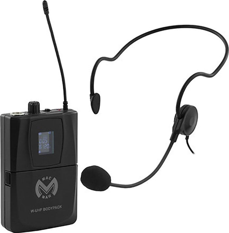 Mac Mah Bodypack met headset voor Mac Mah UHF100 M of 200 M systeem