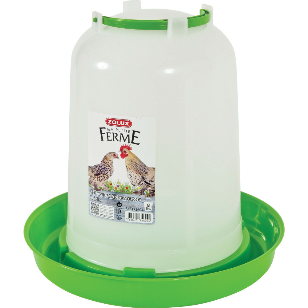Abreuvoir en plastique, capacité 8 litres, basse cour