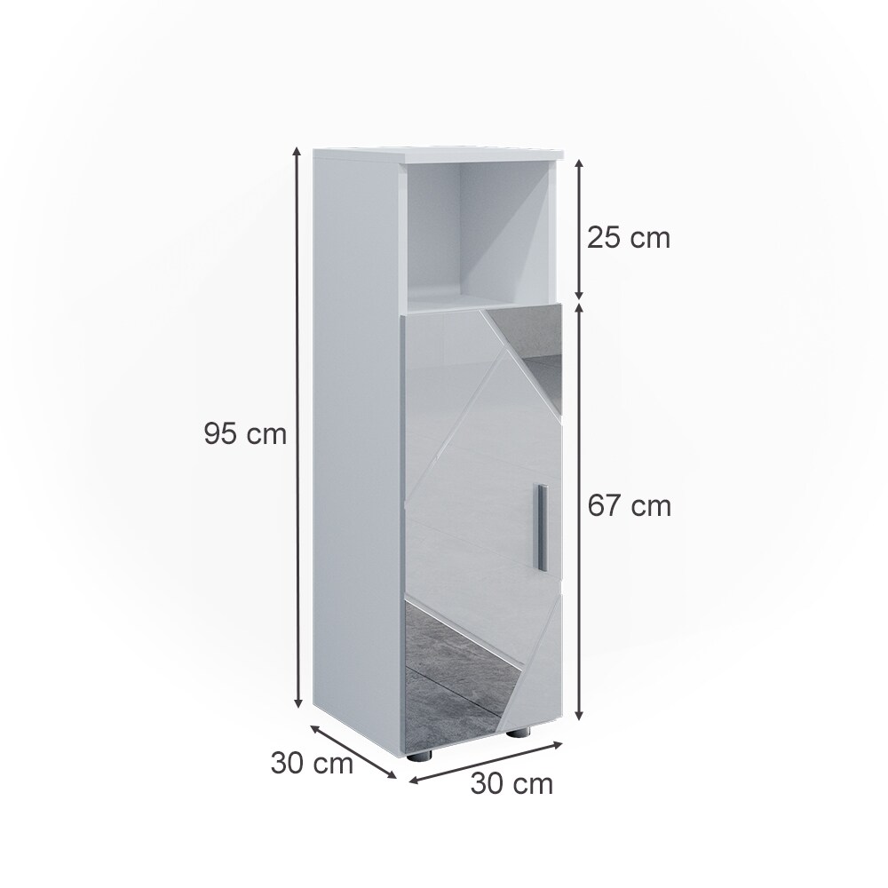 Vicco Spiegelmidischrank Badschrank Badezimmermöbel Irma Weiß Hochglanz modern 30x95 cm Badezimmer Schrank Badmöbel Schranktür Schrankfach Schrankschublade Ablage Aufbewahrung Dekospiegel