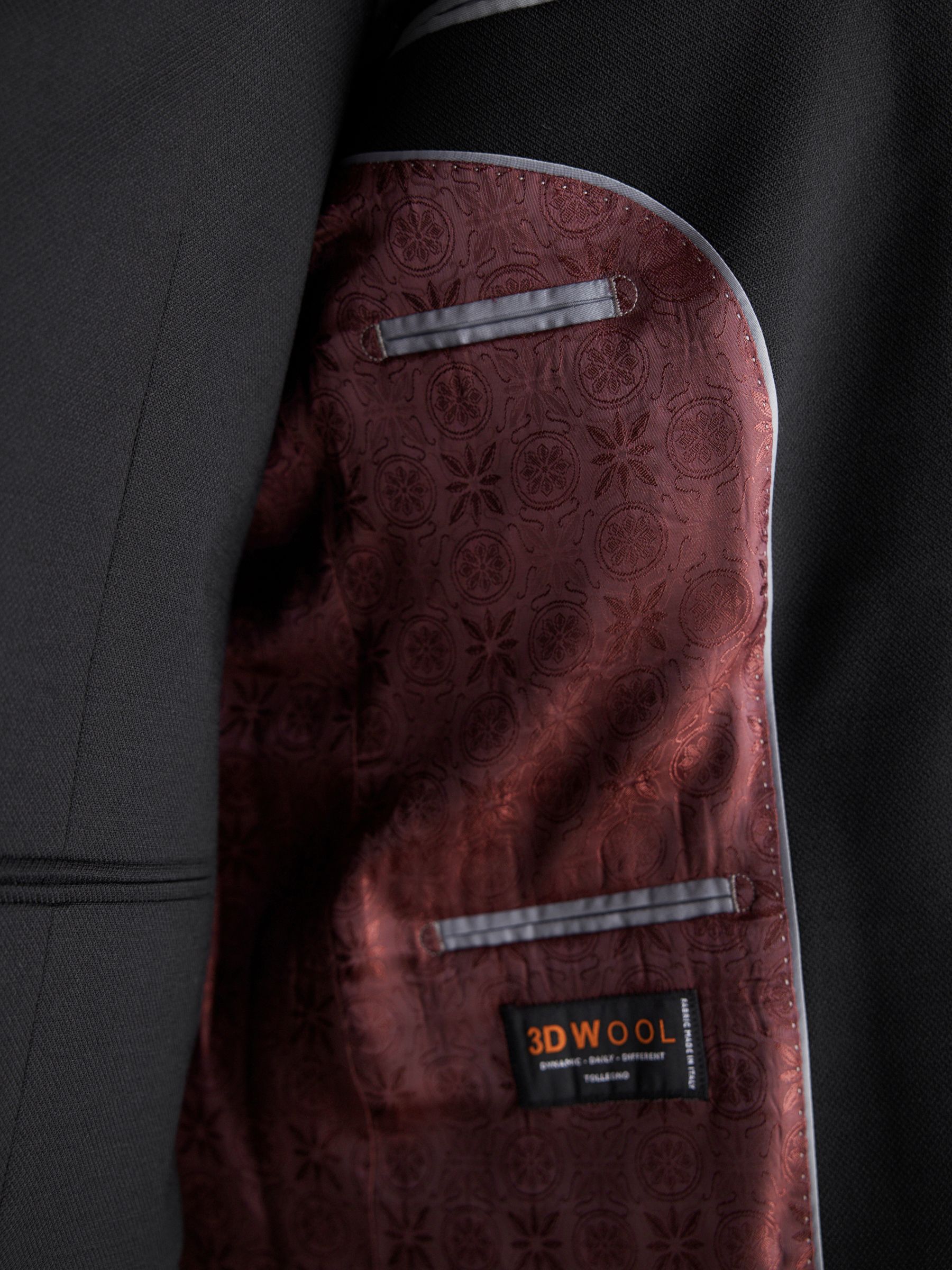 Zwart - Signature getextureerd slim-fit kostuumjasje van Italiaanse Tollegno-wol