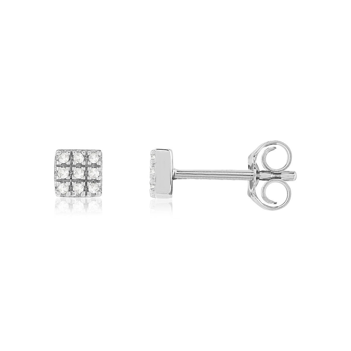 Boucles d'oreilles or 375 blanc diamants