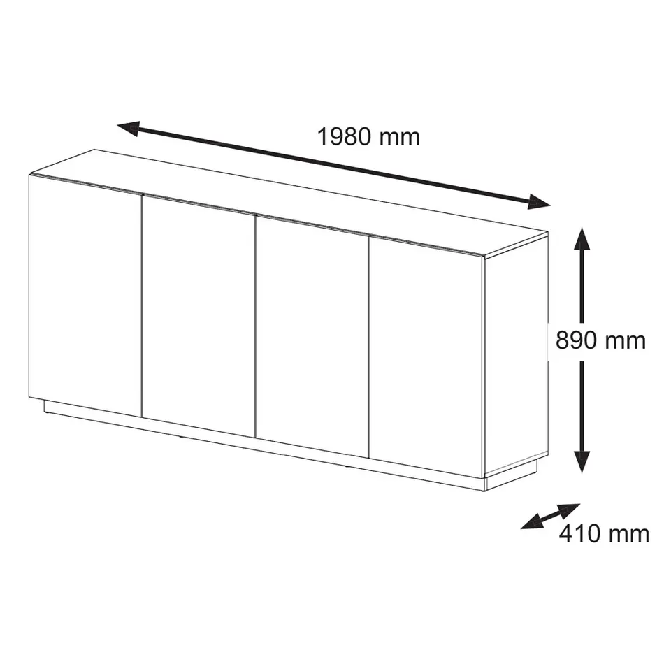 Dressoir Aura 89x198x41 Zwart