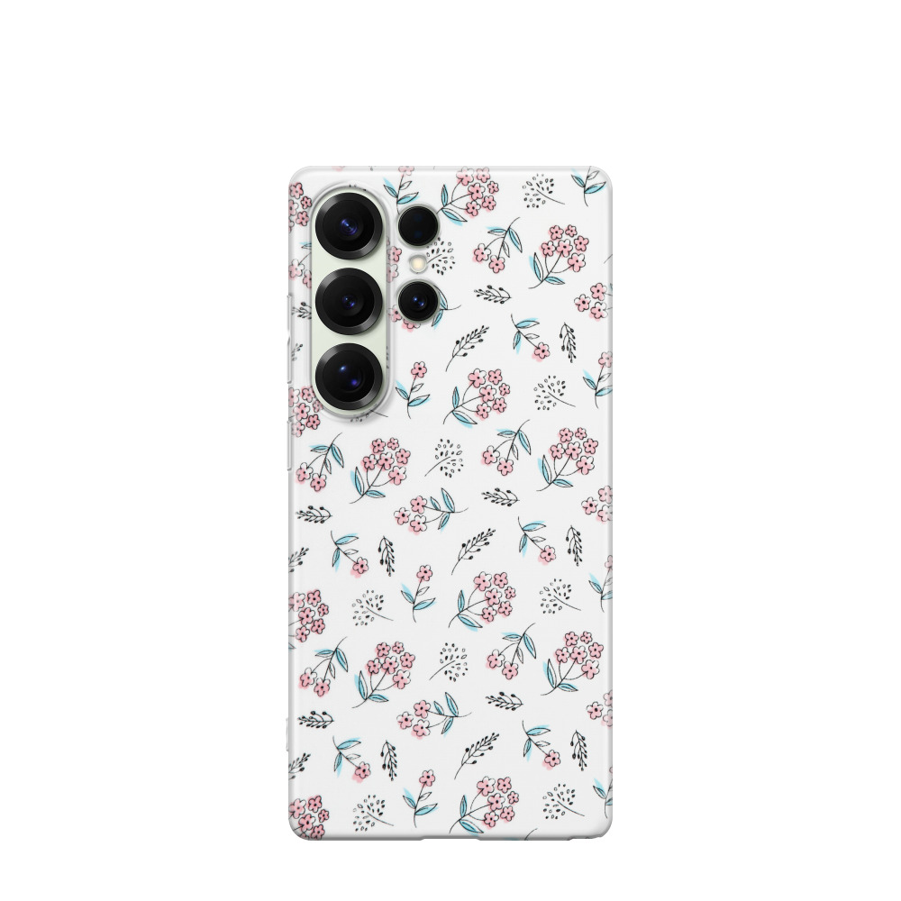 Samsung Galaxy S25 Ultra Gummi Hülle Blumenliebe - Weiss