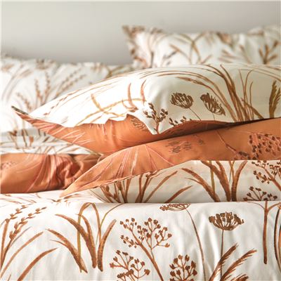 Linge de lit percale motif graminées