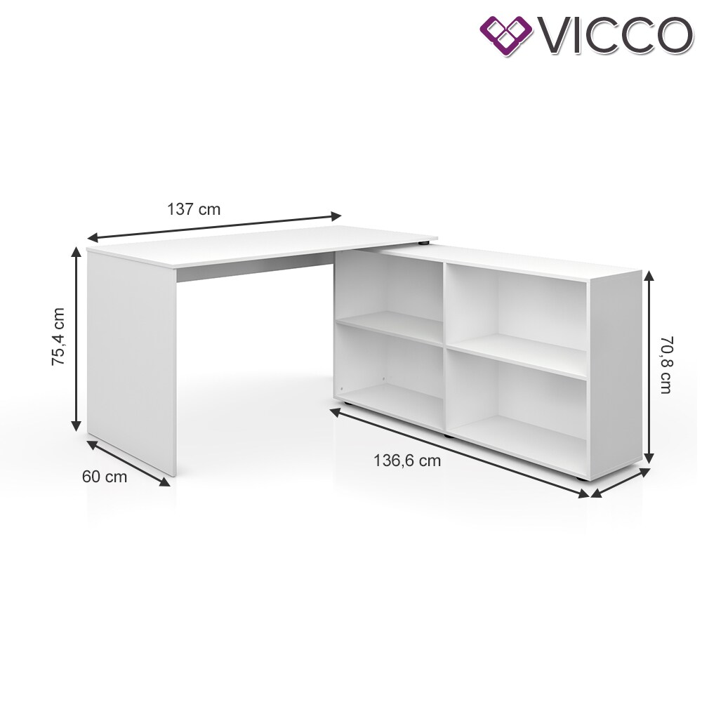 Vicco Eckschreibtisch FlexPlus Computer Bürotisch PC SchreibtischWeiß