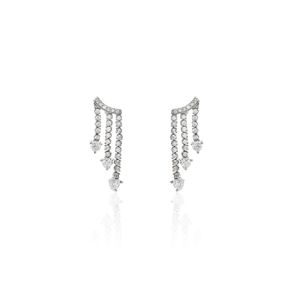 Boucles D'oreilles Pendantes Isalis Argent Blanc Oxyde De Zirconium