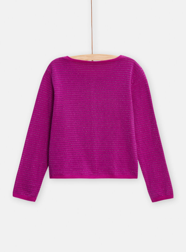 Cardigan violet avec rayures brillantes pour fille