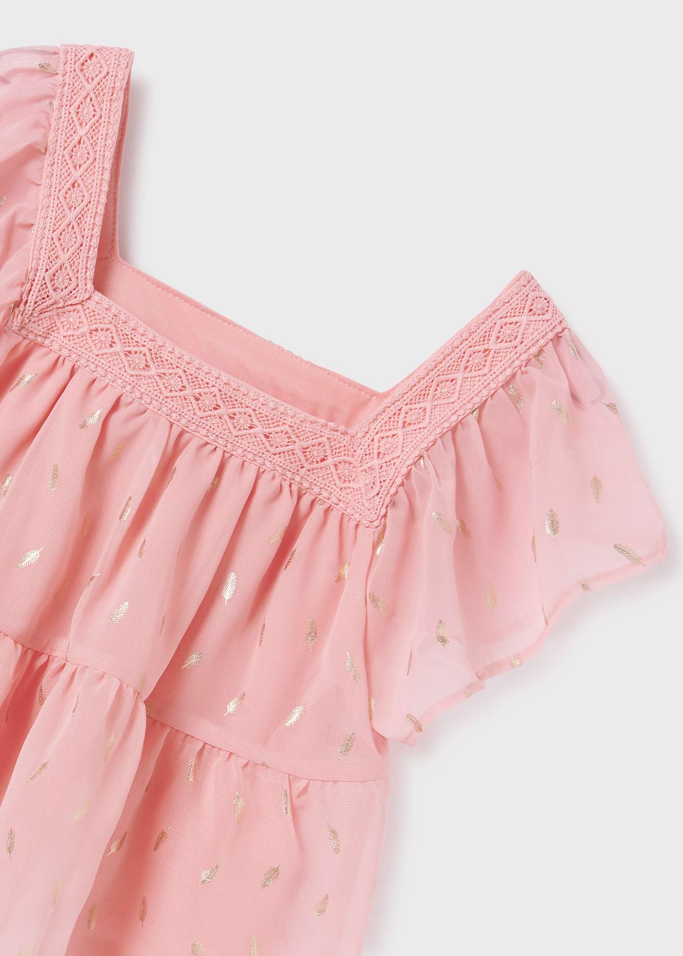 Blusa de manga curta com estampa metálica para meninas