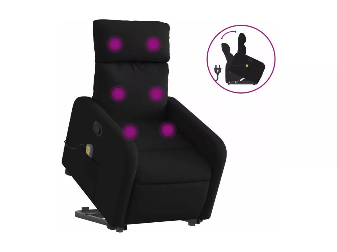 Fauteuil massant inclinable Noir Tissu
