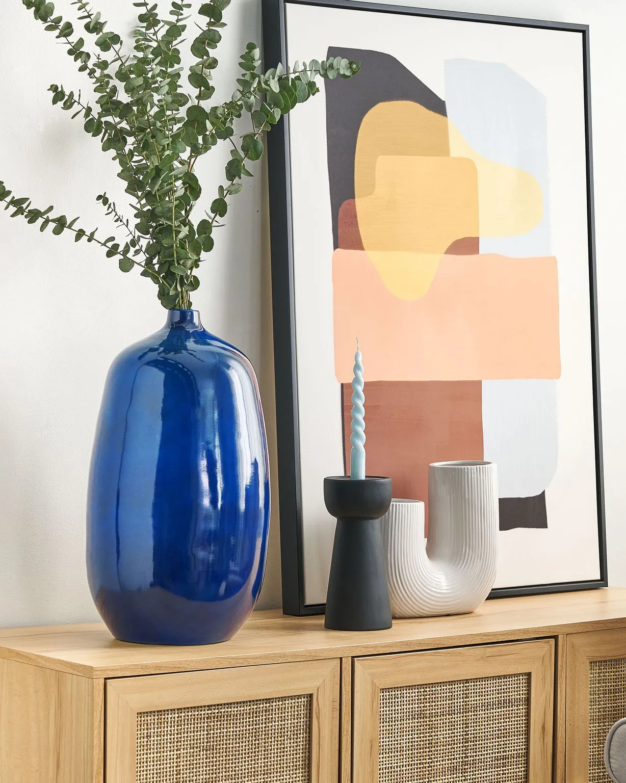Bloemenvaas VITORIA Keramiek 45 cm Donkerblauw
