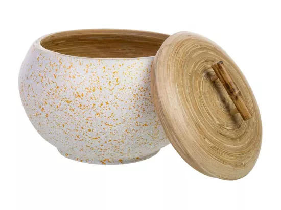 Boite déco en bambou beige D16x13h cm
