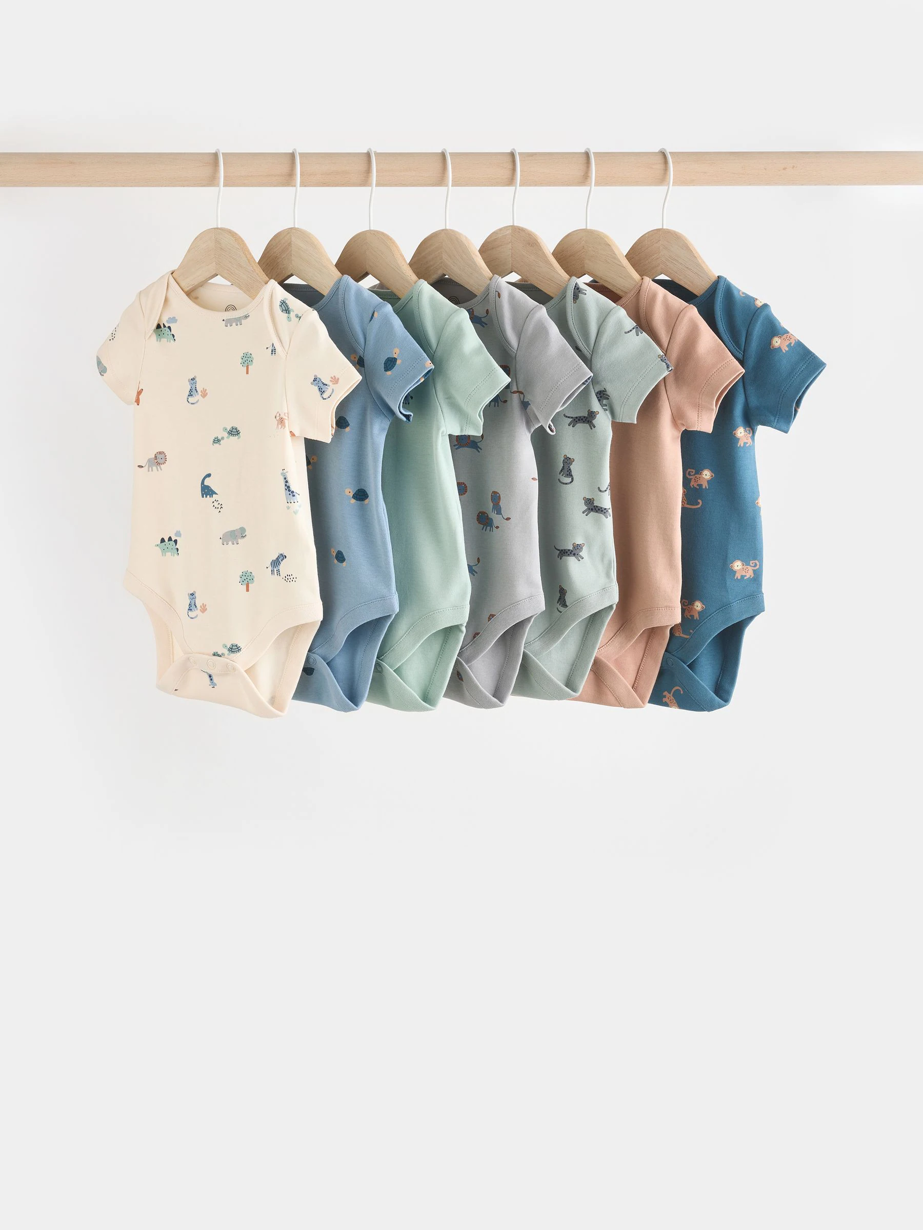 Blauwgroen - Baby 100% katoenen bodysuits verpakking van 7
