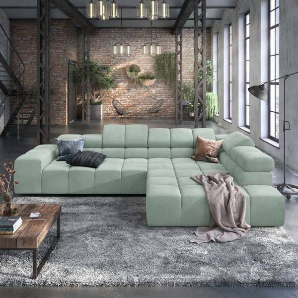 HOMELIV. Charlotta Ecksofa 319x215x82cm Kunstfaser 4-Sitzer Ottomane K