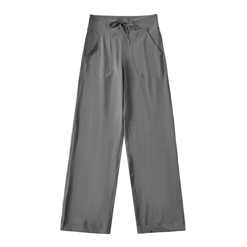 Asiris - High Rise Plain Straight-Fit Wijde Joggingbroek