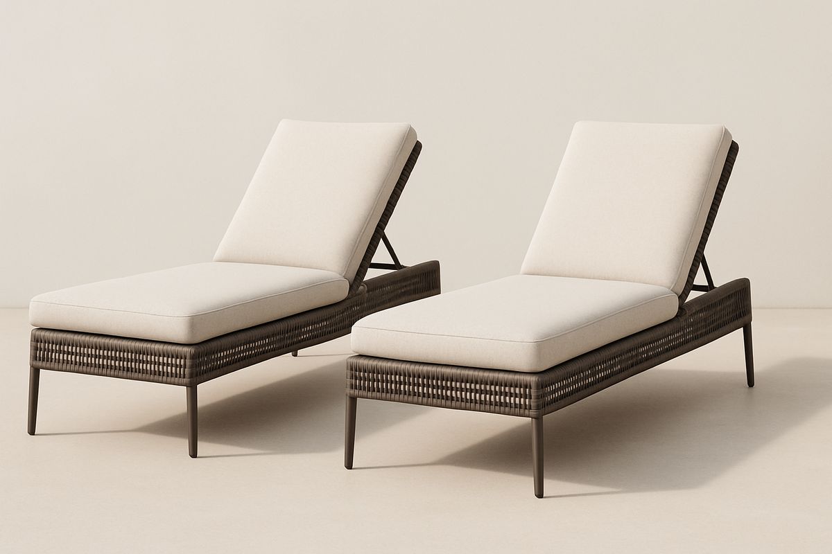 Zweier-Set Gartenliegen Verstellbar Aluminium PE-Rattan Beige 198 cm