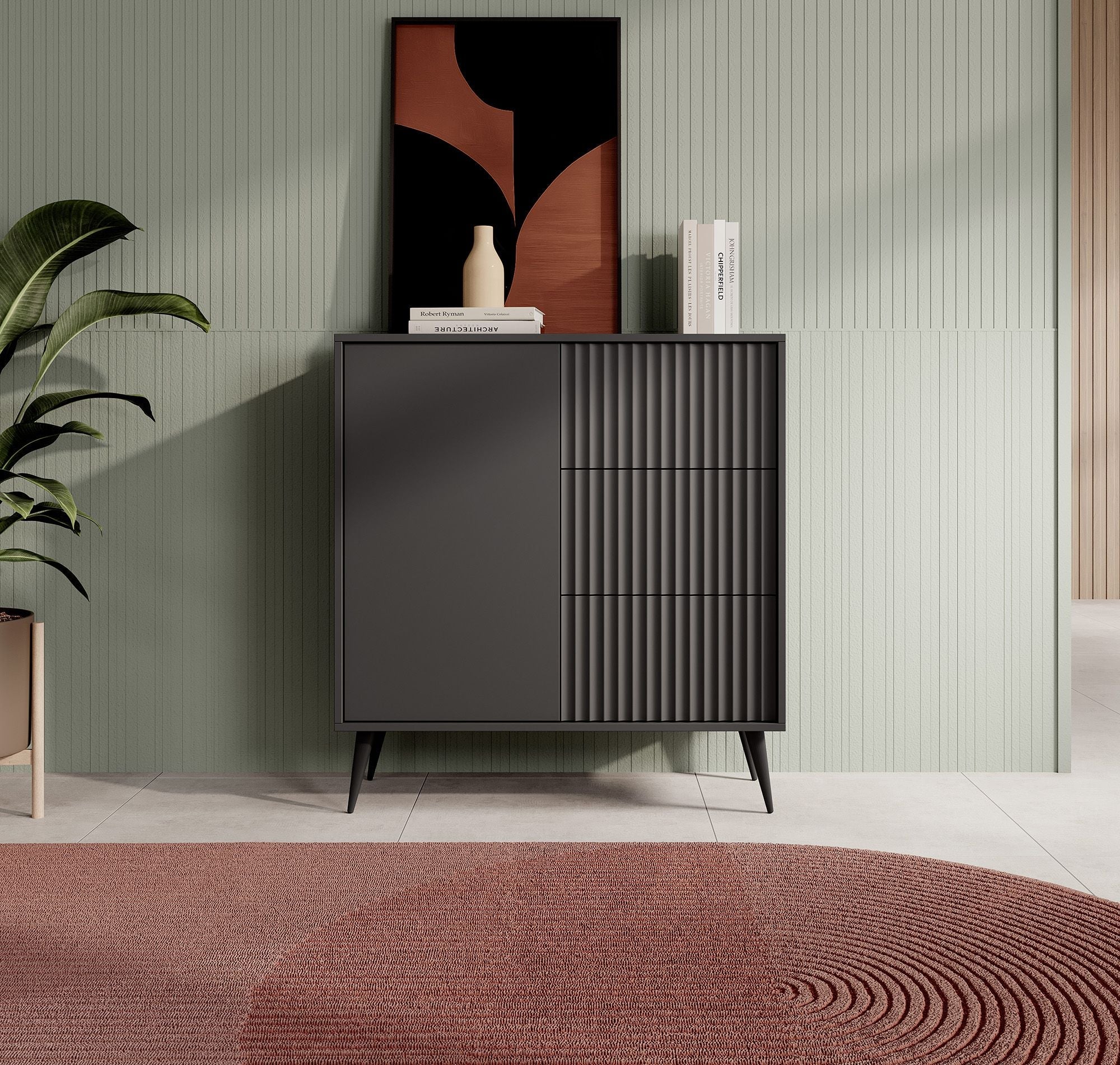 Meubella - Dressoir Winq - Antraciet - 90 cm