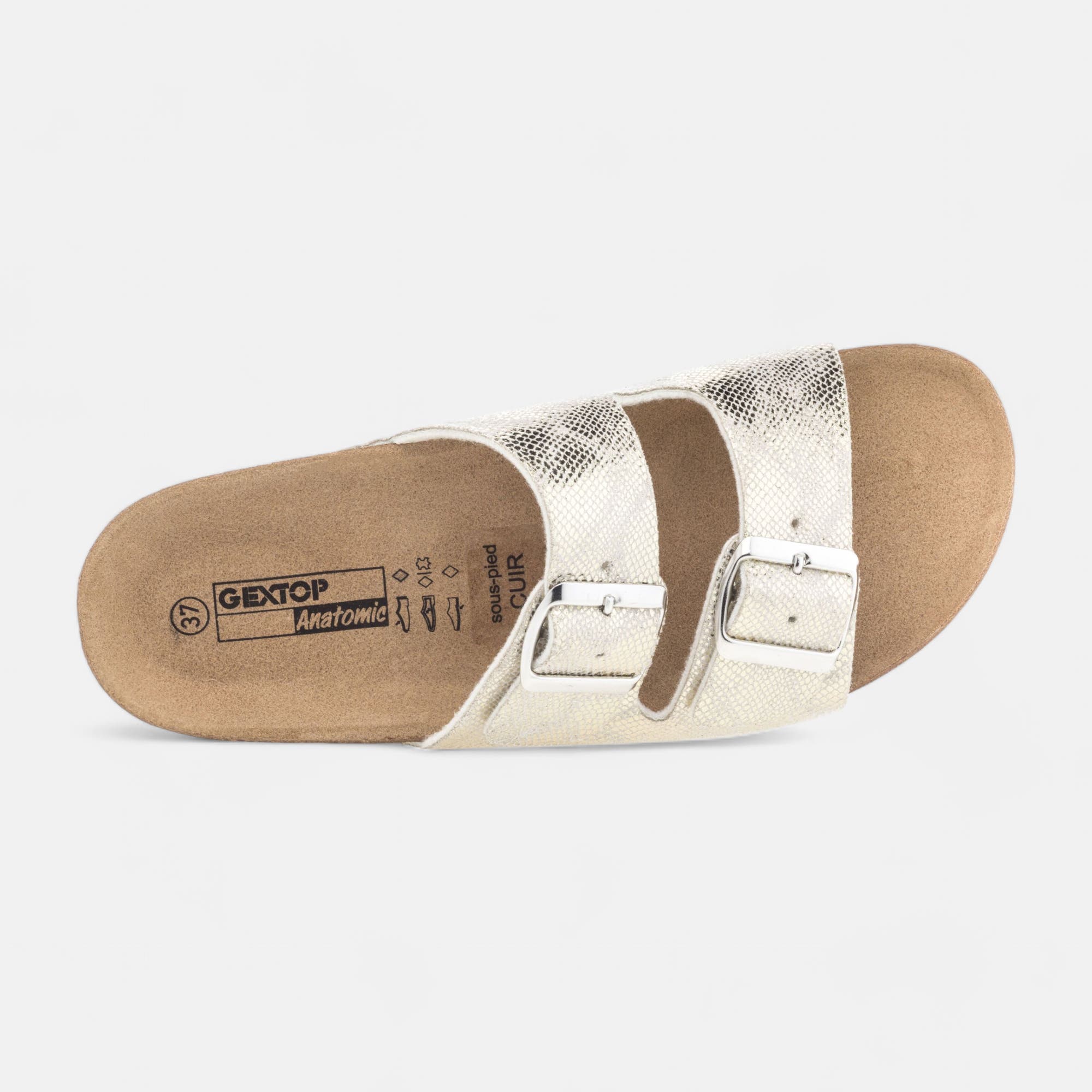 Mules semelle liège Femme or
