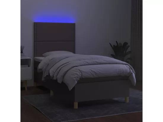Sommier tapissier avec matelas et LED Taupe 90x190 cm Tissu