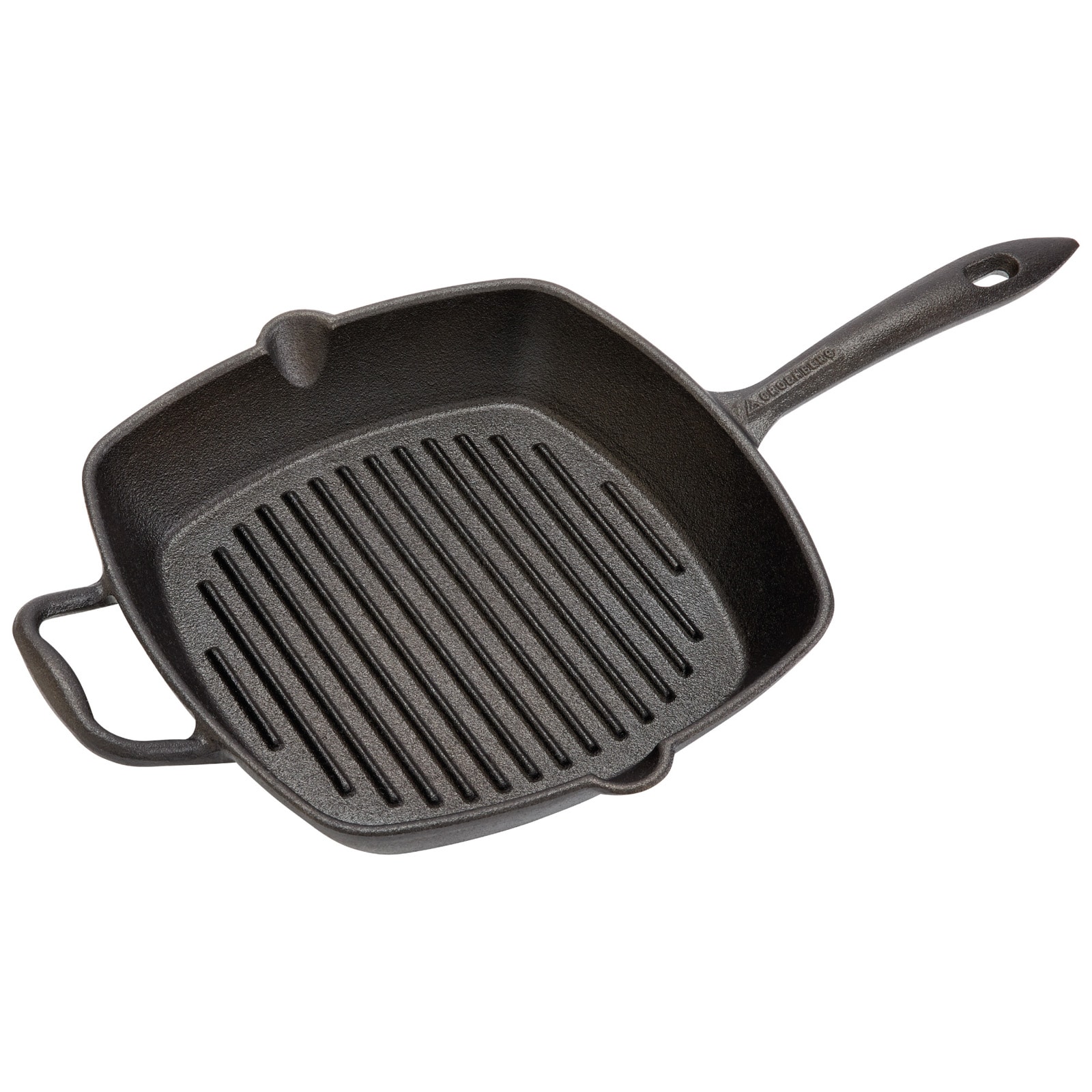 GROENBERG Grillpfanne Gusseisen Pfanne Nabro Bratpfanne Griff Quadratisch 28 cm