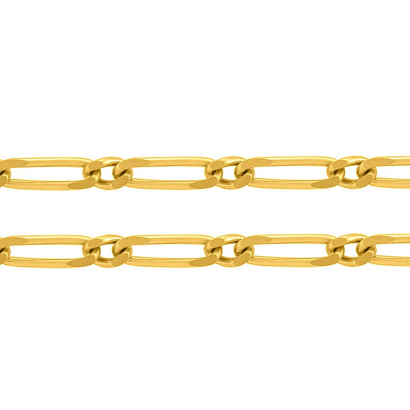 Collier chaine longue épaisse homme 60 cm maille figaro 60cm en plaqué or 2,5mm