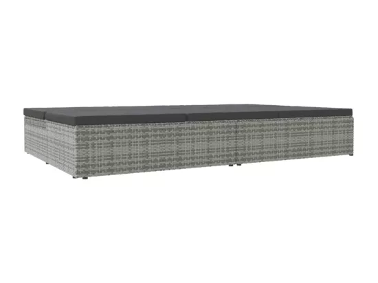 Transat convertible avec coussin Résine tressée Gris foncé