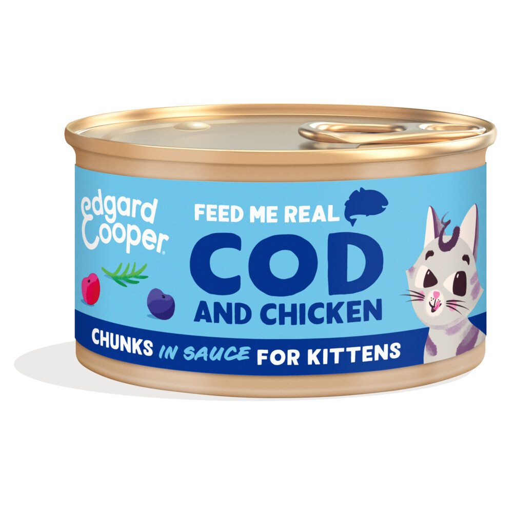 Edgard & Cooper Kattenvoer Kitten Chunks Kabeljauw - Kip85 gr