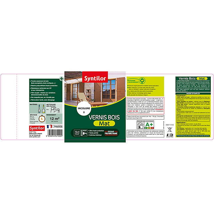 Vernis extérieur BSC Incolore Mat Syntilor - 1 L