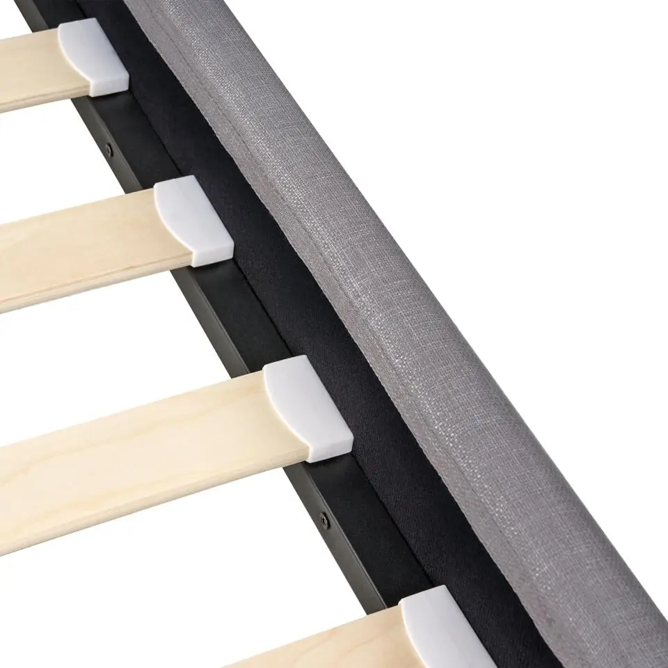FITOU - Tweepersoonsbed - Lichtgrijs - 120 x 200 cm - Polyester