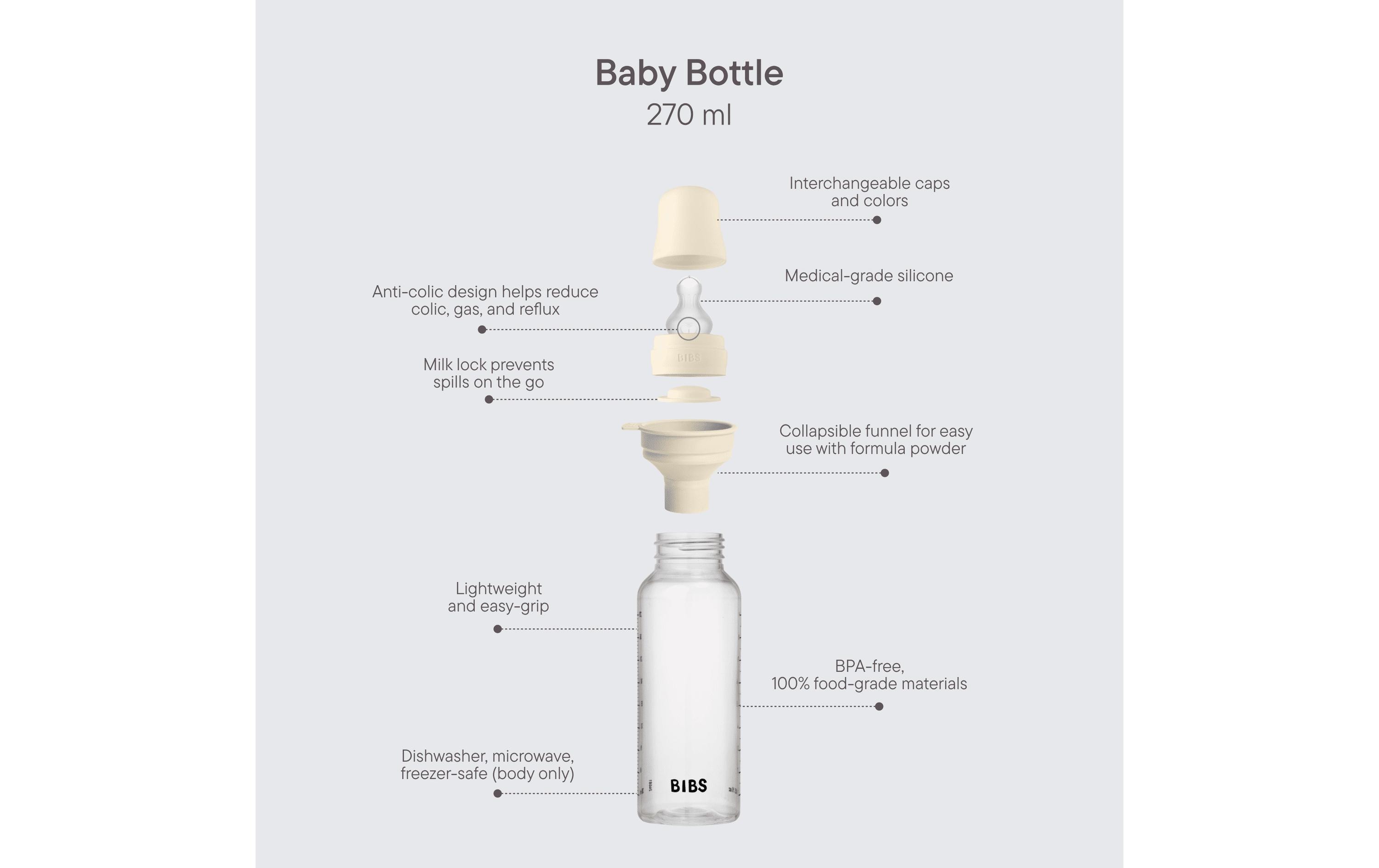 Baby Bottle Anti Colic Silicone Medium Flow Ivory 270 mlBabyflasche für Komfort und Sicherheit