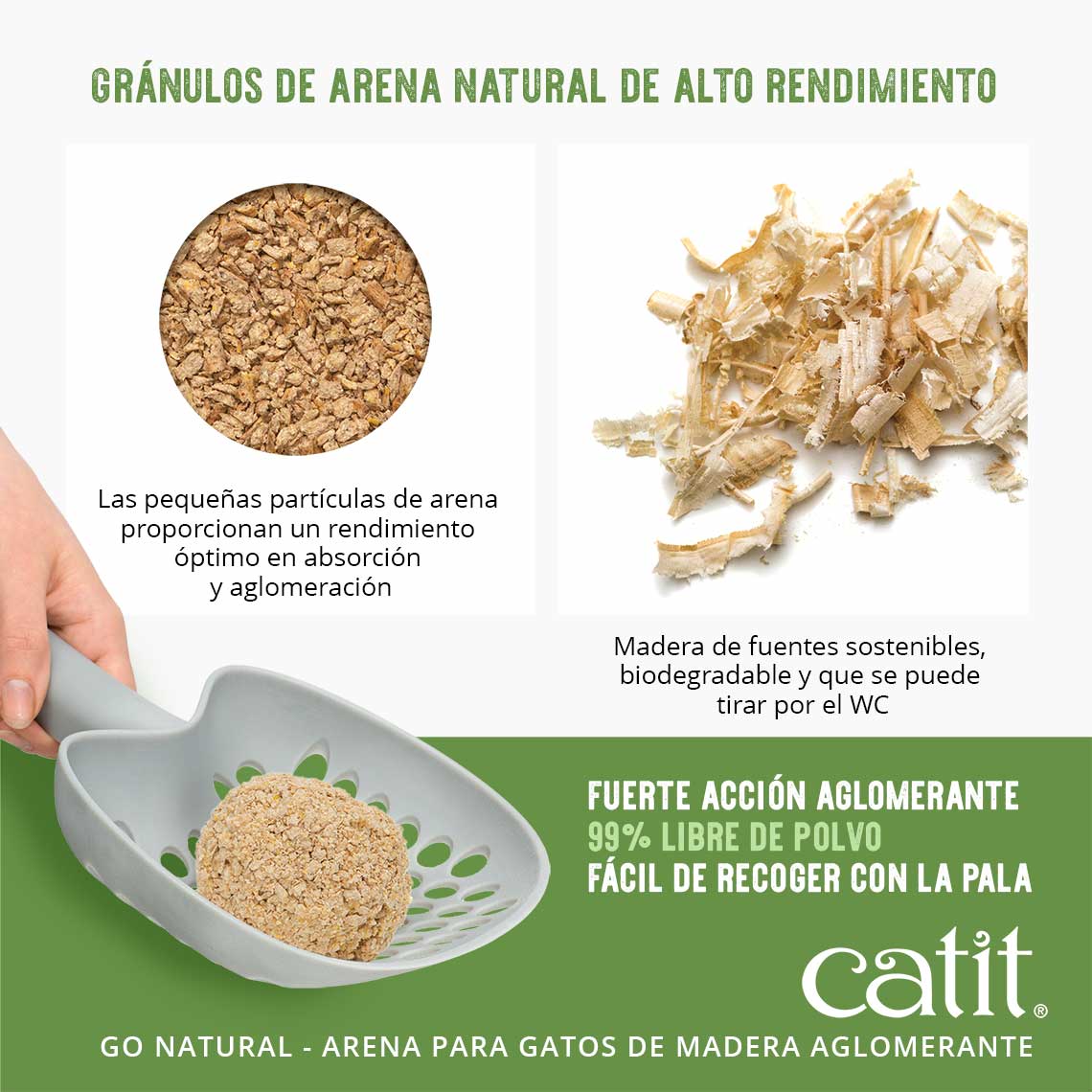 Areia higiênica aglomerante de madeira natural Catit Go, lavanda.