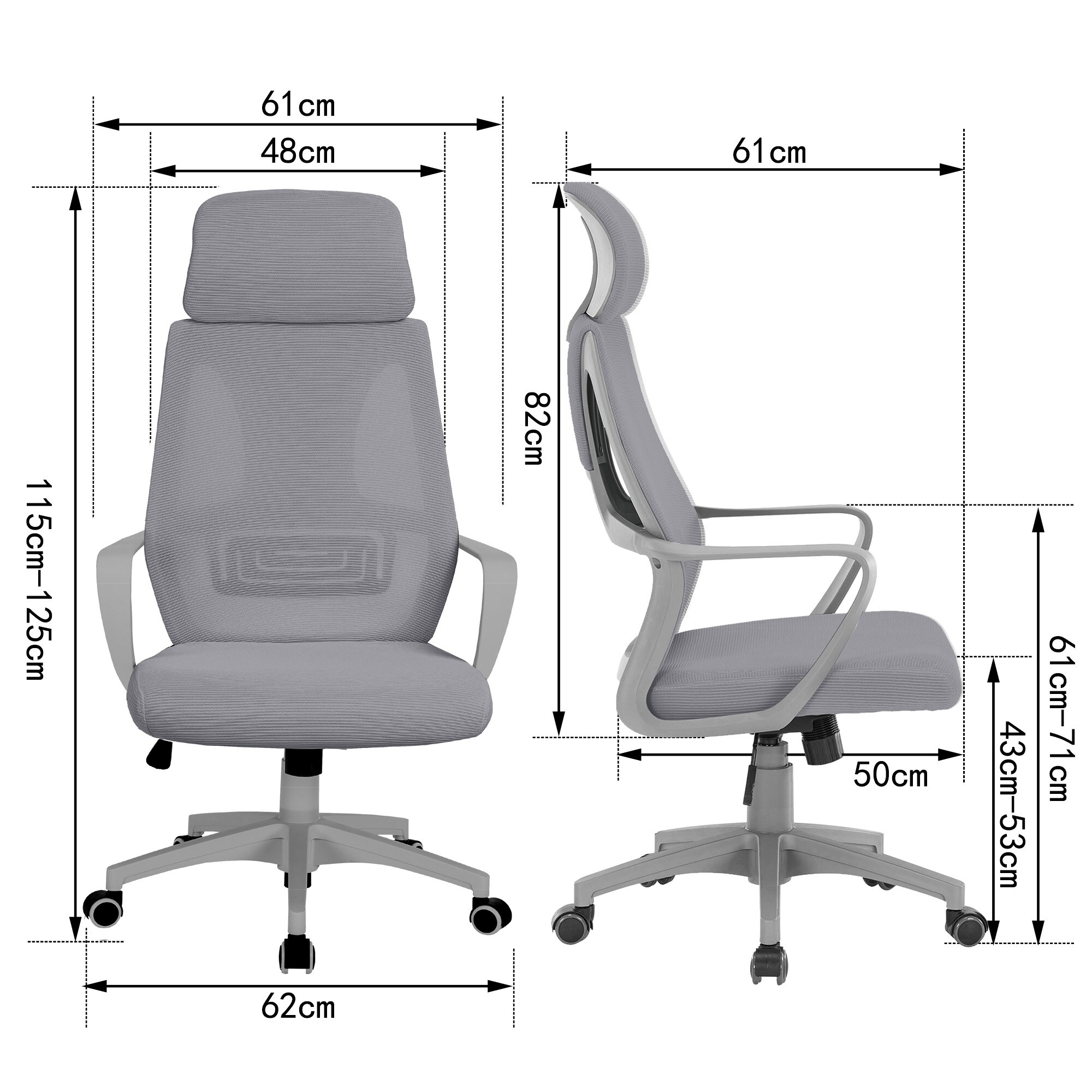 Bürostuhl mit Lordosenstütze im Netzstoff-Design Schreibtischstuhl mit Wippfunktion ergonomischer Drehstuhl mit einer verstellbaren atmungsaktiven Rückenlehne