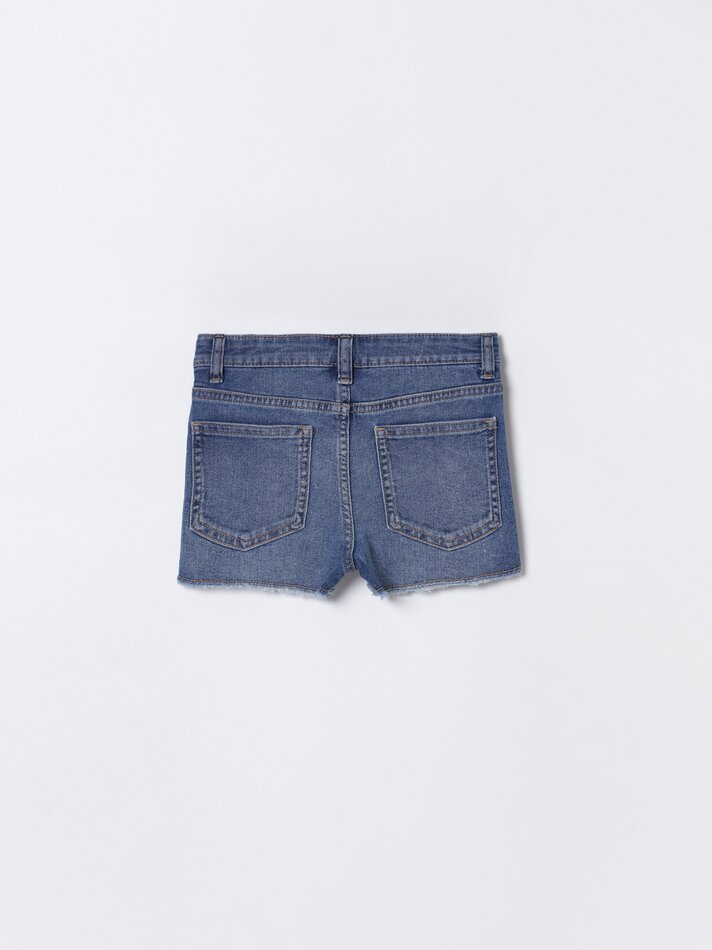 Shorts jeans rasgados - Azul Médio