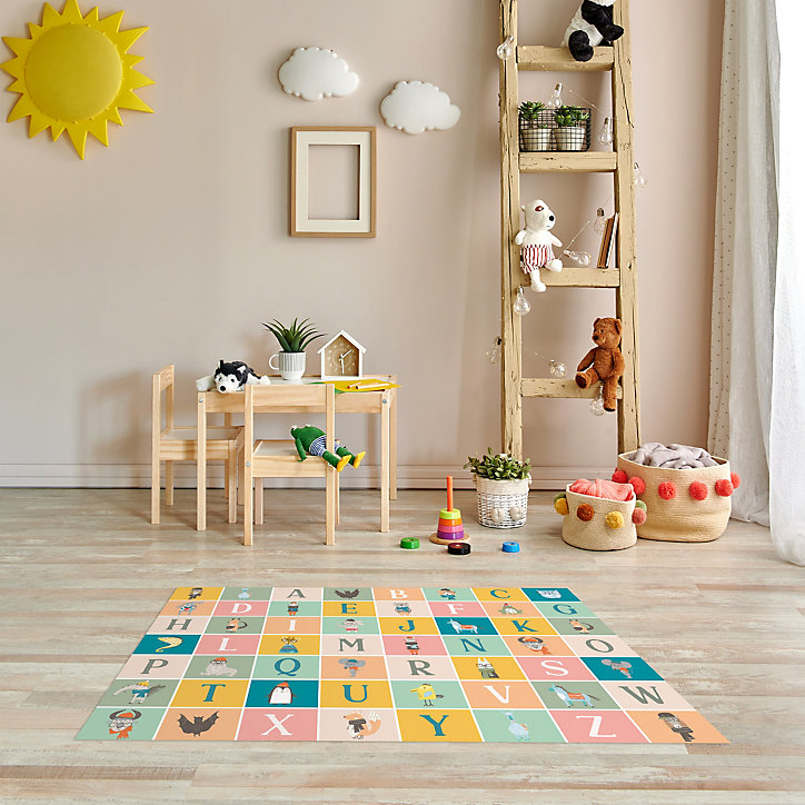 Tapis vinyle motif abecedaire multicolore L.95 x l.66 cm x ep. 2 mm