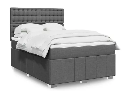 Sommier à lattes de lit avec matelas Gris foncé 160x200cm Tissu