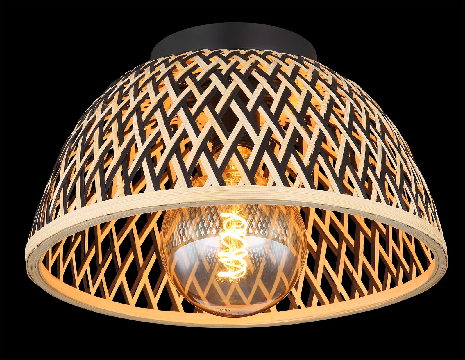 GLOBO Retrofit Deckenlampe Colly 35x20,5 cm Bambus braun/schwarz