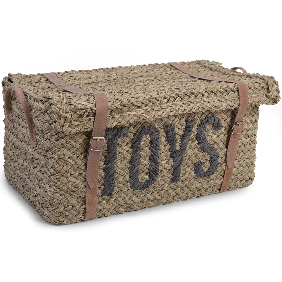 CHILDHOME Rattan Aufbewahrungskorb mit Gurt 2er Set