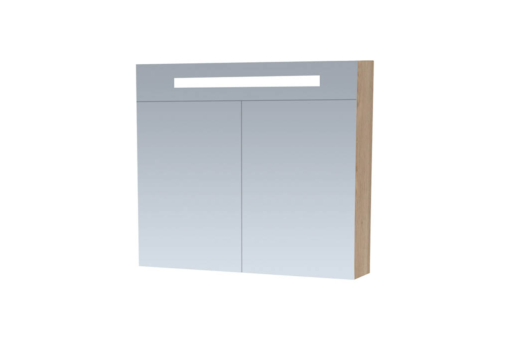 Brauer Promise Deluxe spiegelkast 80cm met 2 deuren en verlichting eiken licht