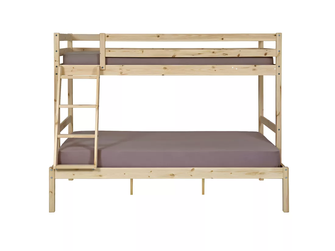 Lit superposé 140x190 cm bois massif bois naturel JULIAN