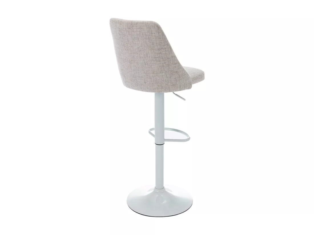 Lot de 2 tabourets de bar en tissu et métal blanc - Beige - KIYOLA