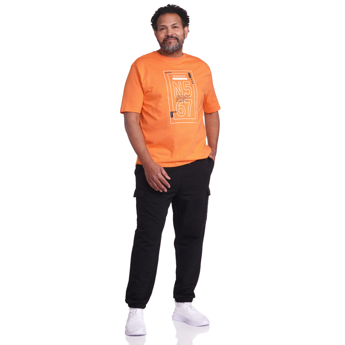 VanVaan Herren-T-Shirt mit großem Print orange