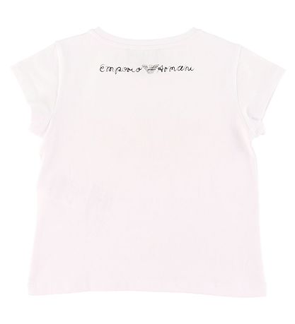 Emporio Armani T-shirt - Hvid m. Rosa Logo