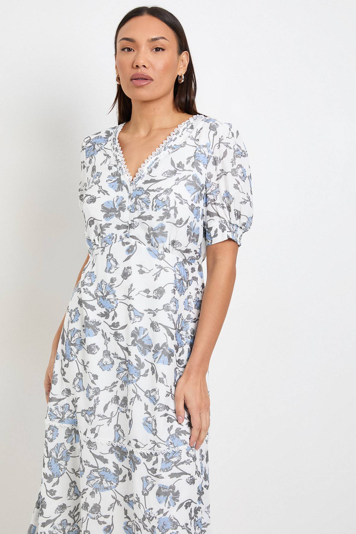 Wallis Robe De Thé Boutonnée À Imprimé Floral D'été