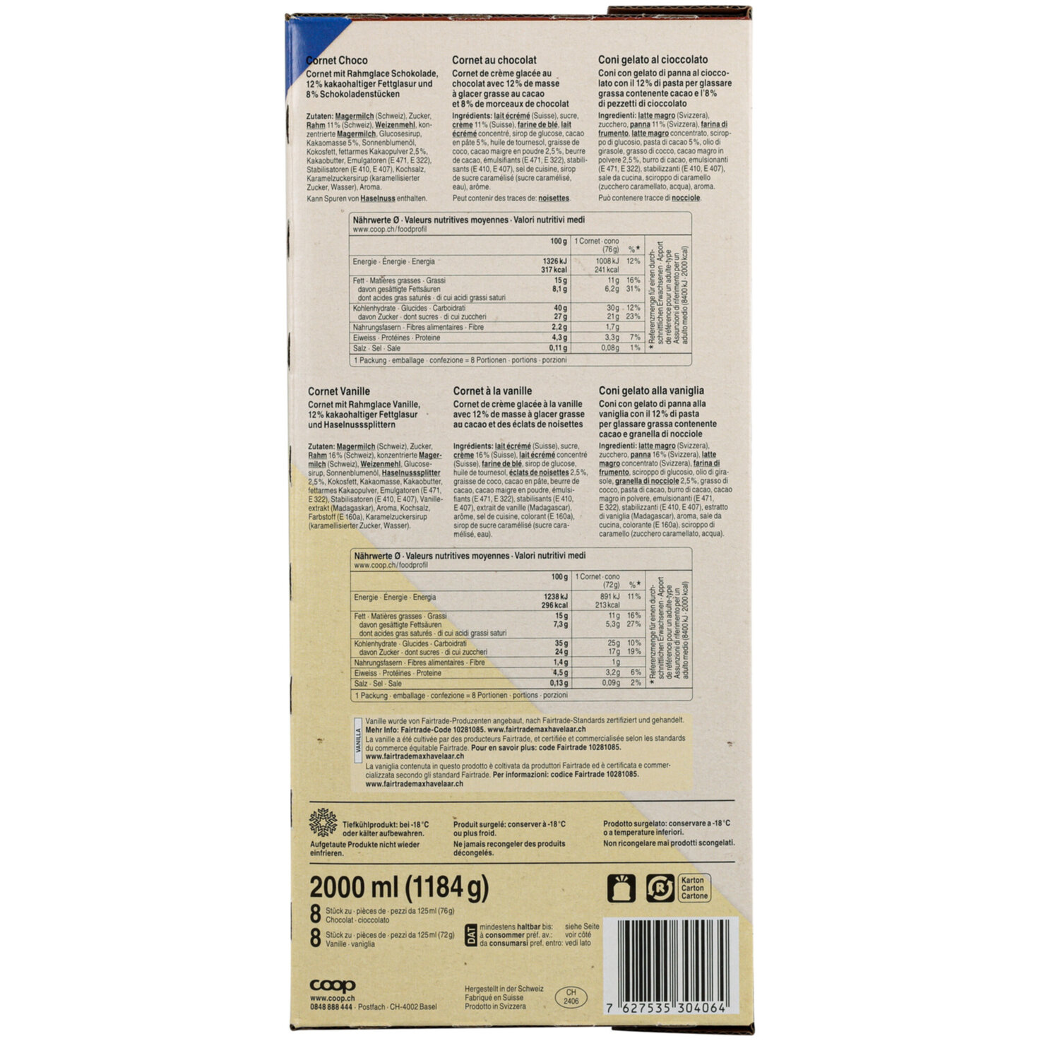 Cornet Chocolat Vanille 16x125ml