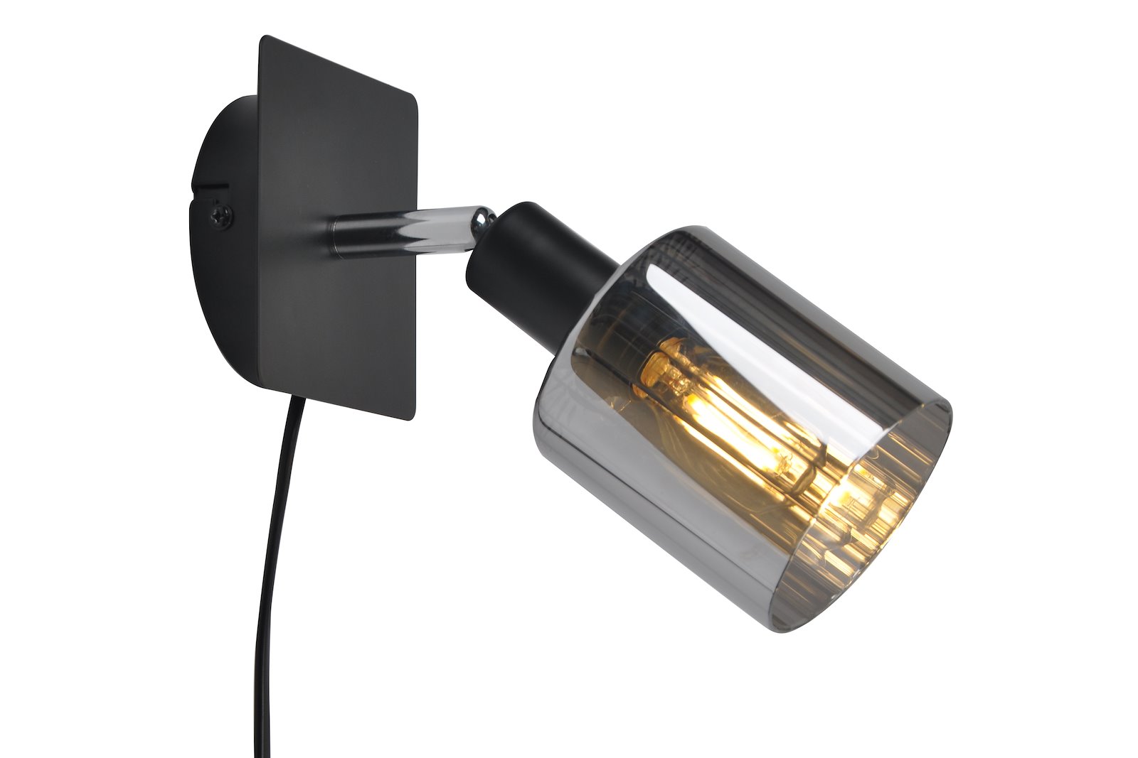 Darwin vegglampe Sort med sotet glass, E14